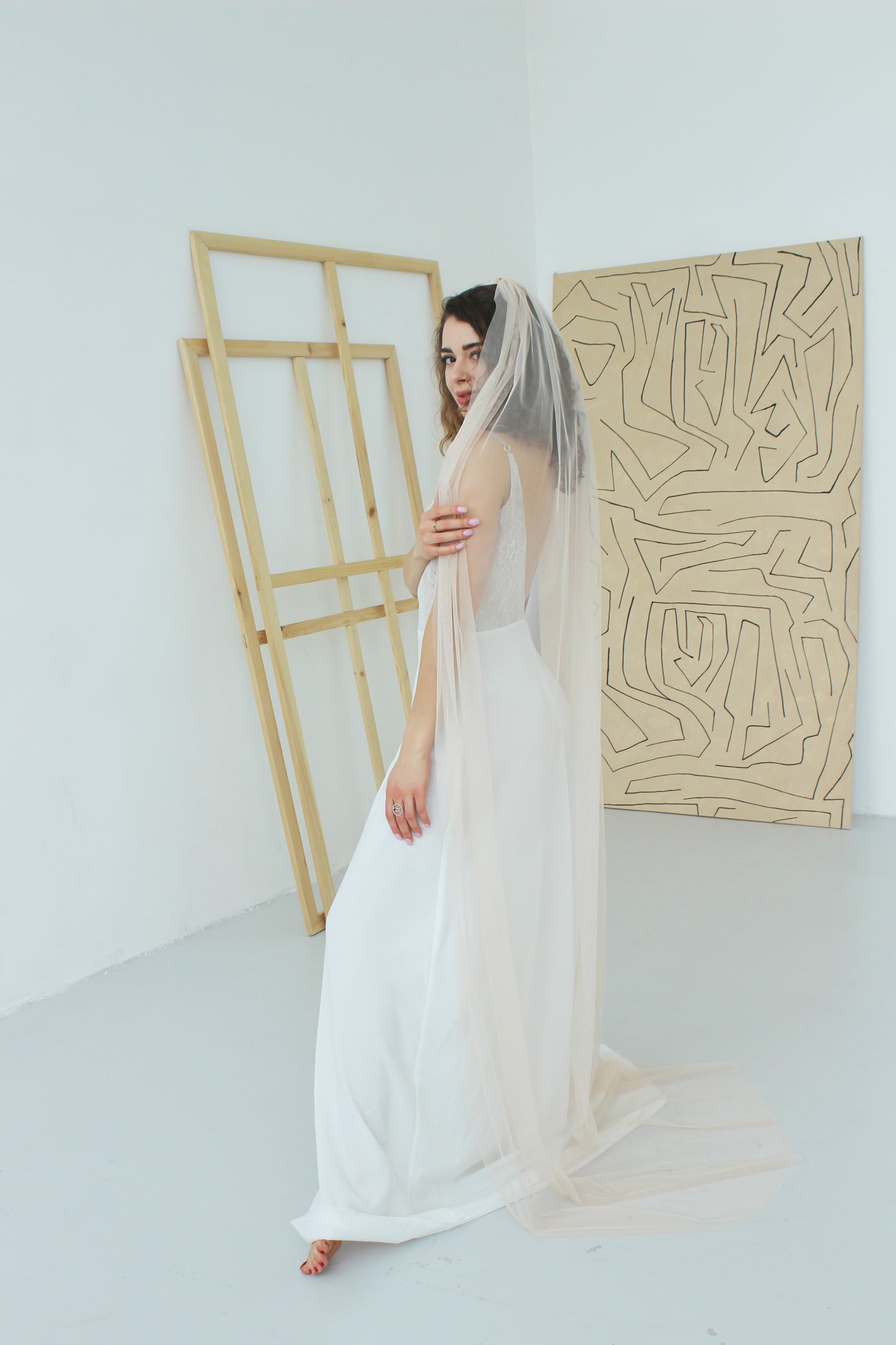 Beige English Net veil