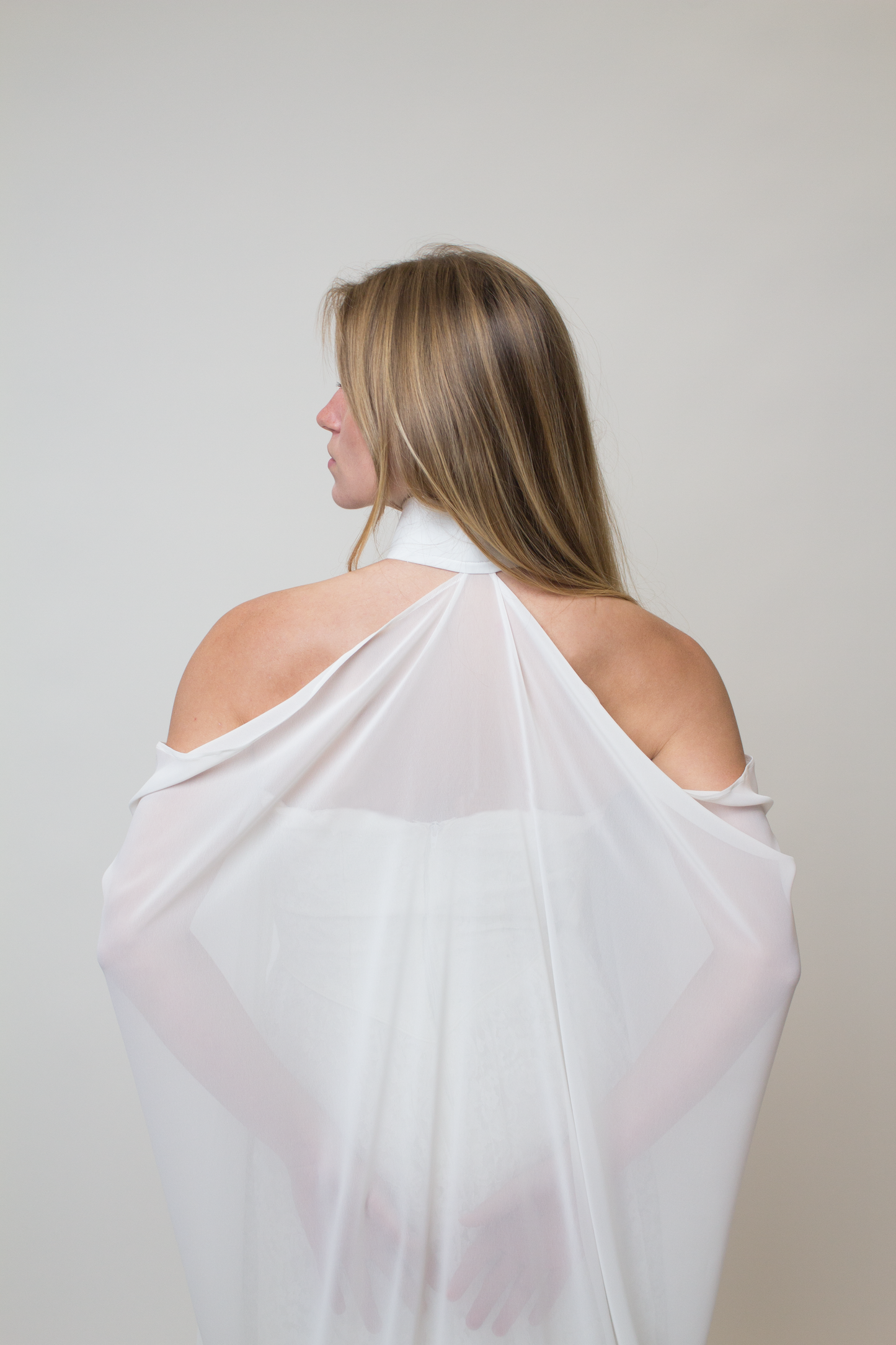 Chiffon draped cape
