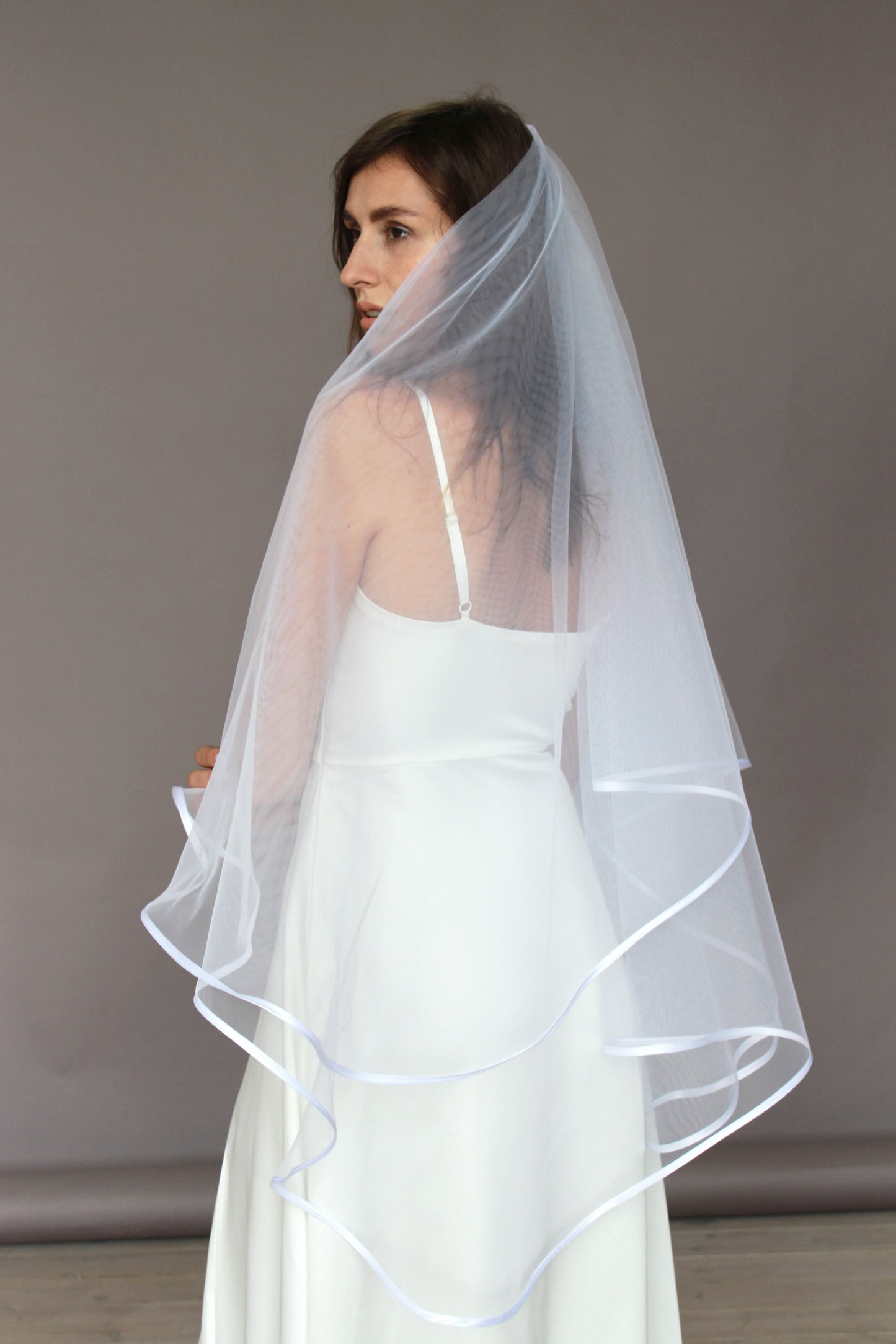Satin edge two tier veil