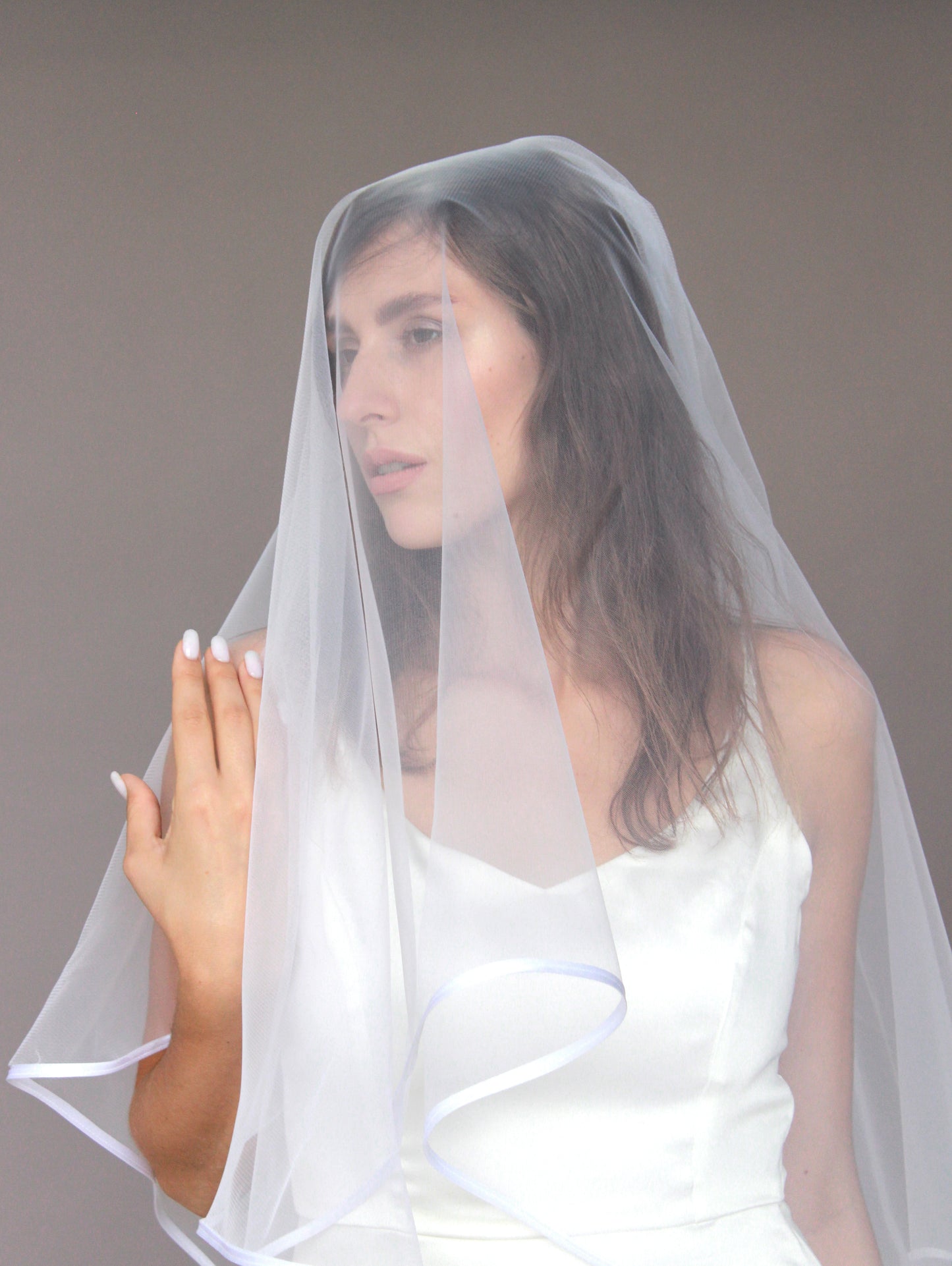Satin edge two tier veil