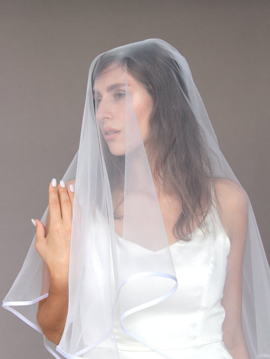 Satin edge two tier veil