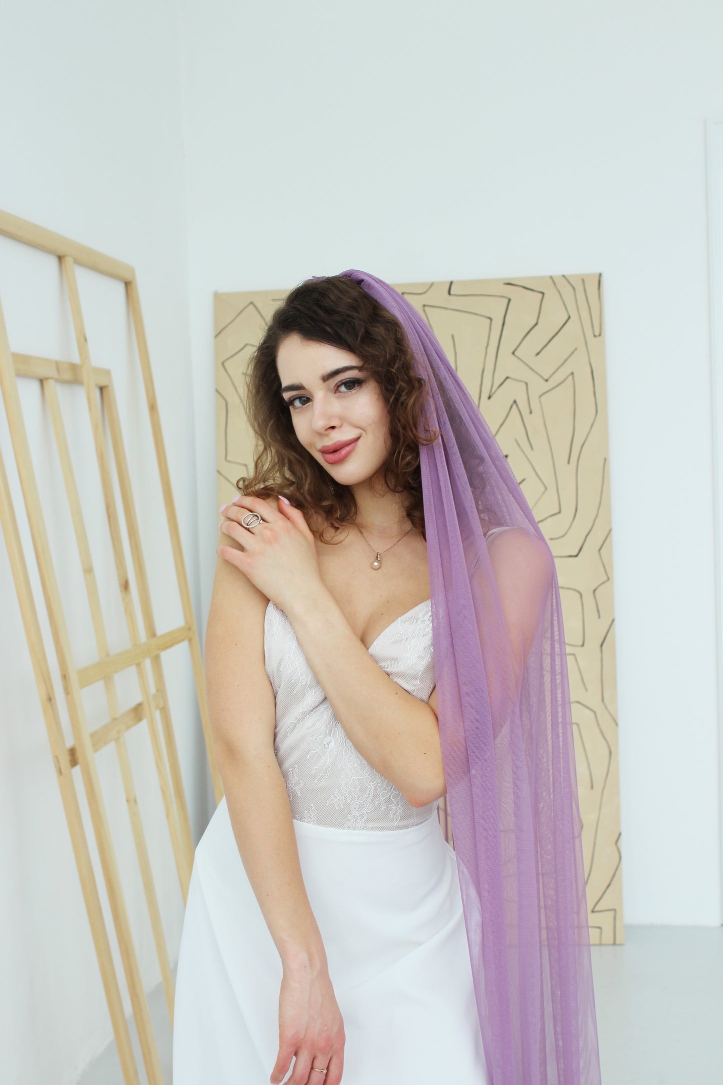 Purple English Net veil