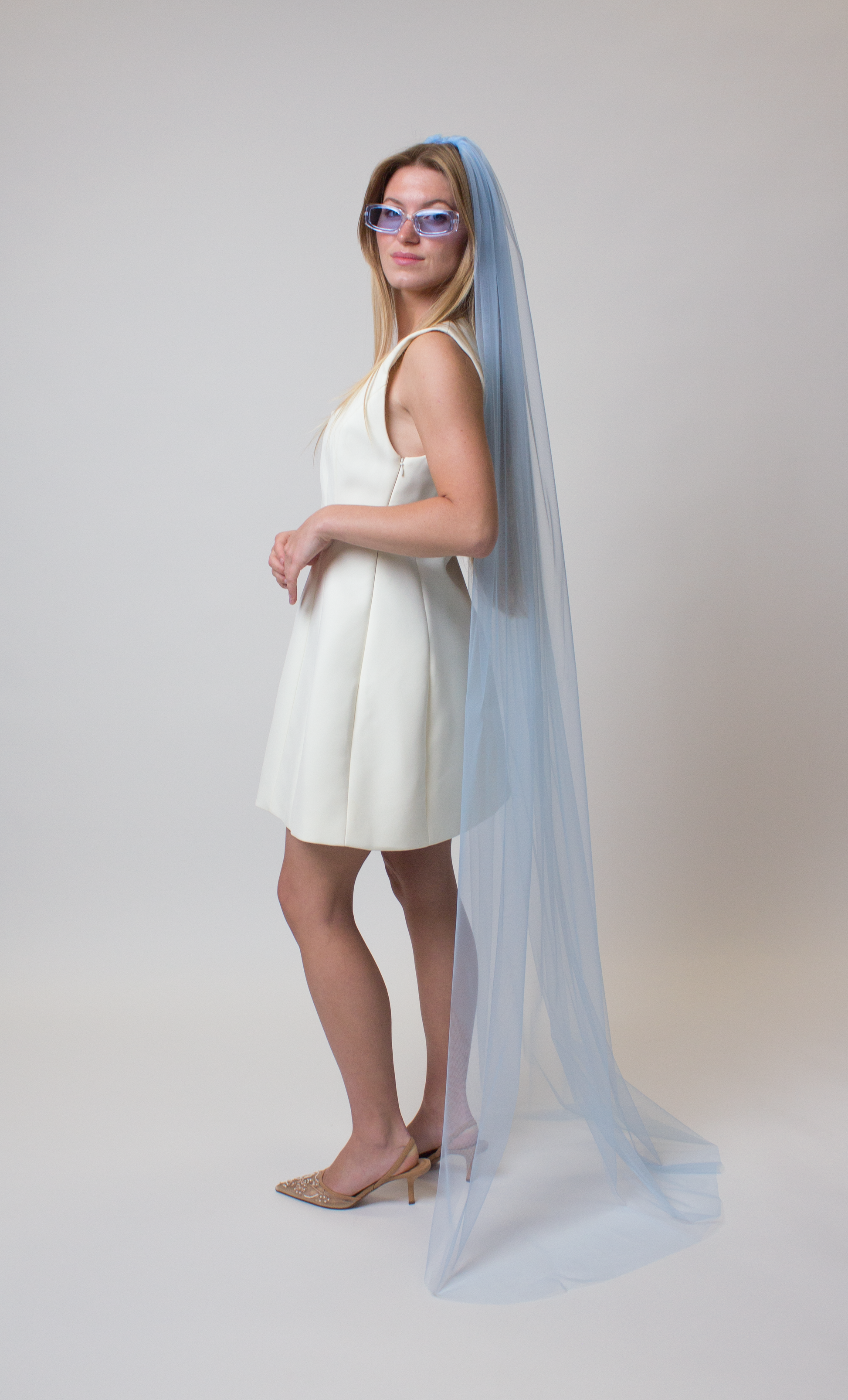Sky Blue Wedding Veil WAIST