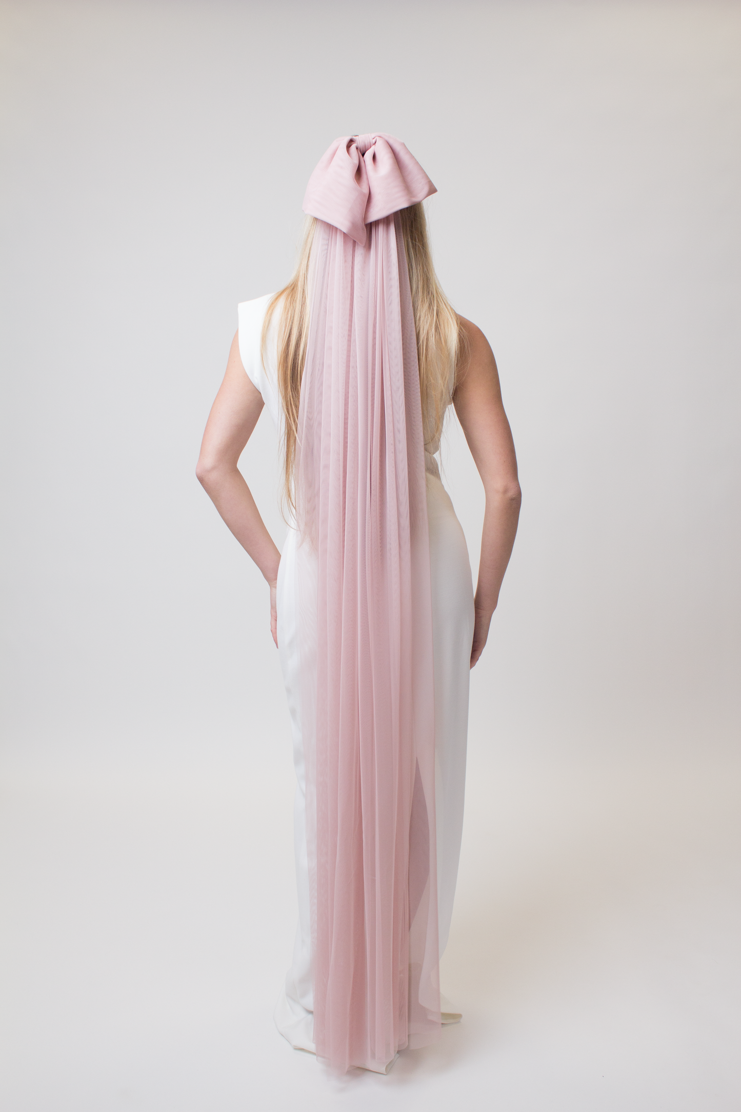 Blush English net bow