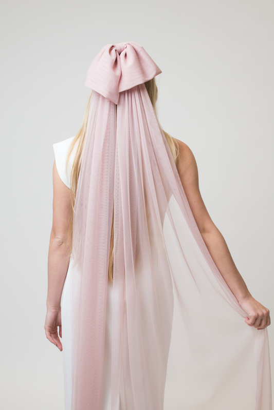 Blush English net bow