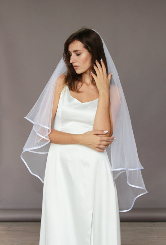 Satin edge two tier veil