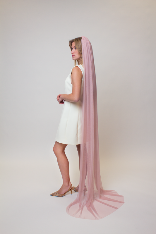 Blush English net veil