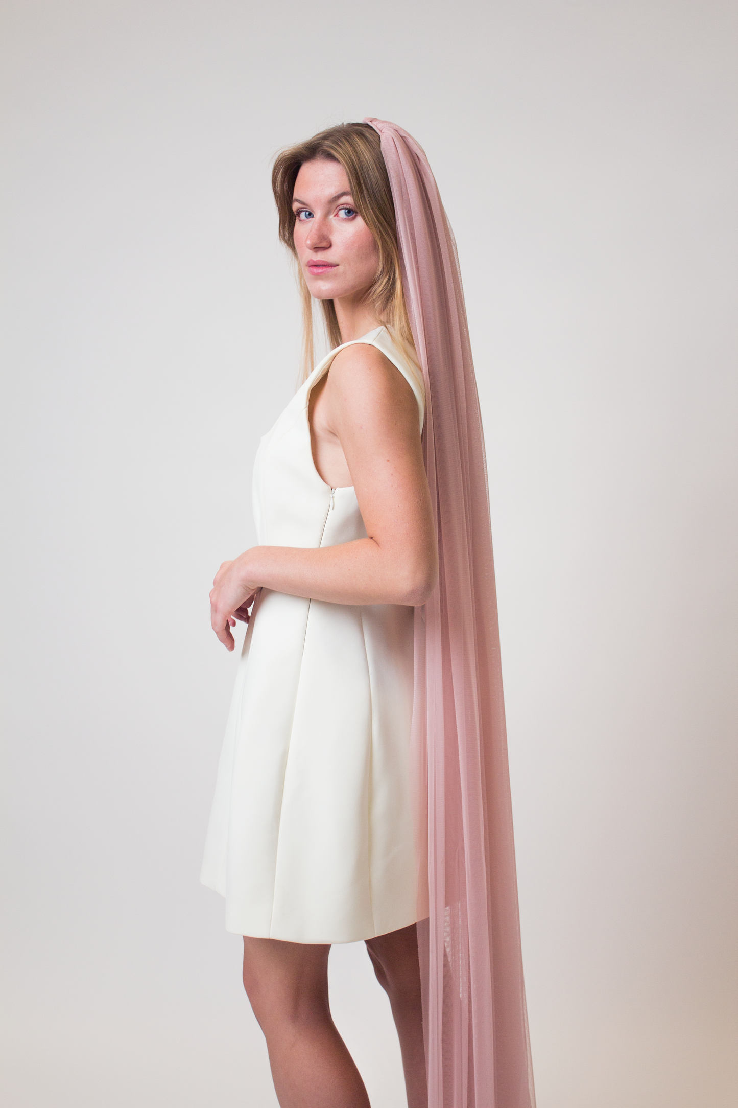 Blush English net veil