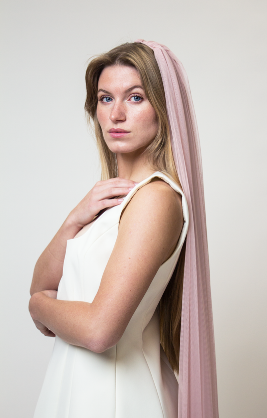 Blush English net veil