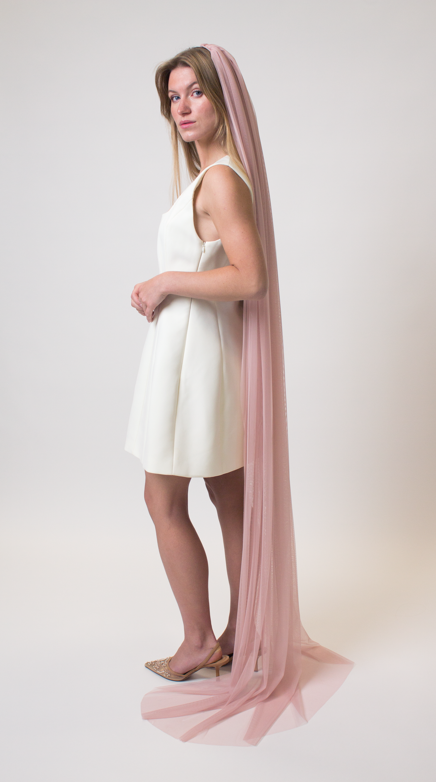 Blush English net veil