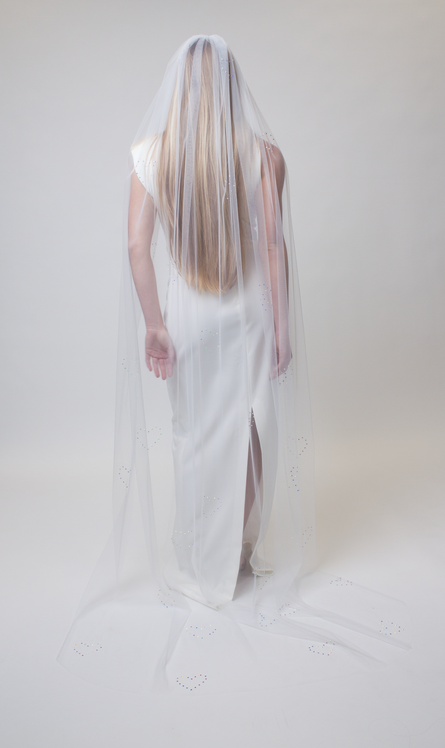 Ivory veil with heart crystals