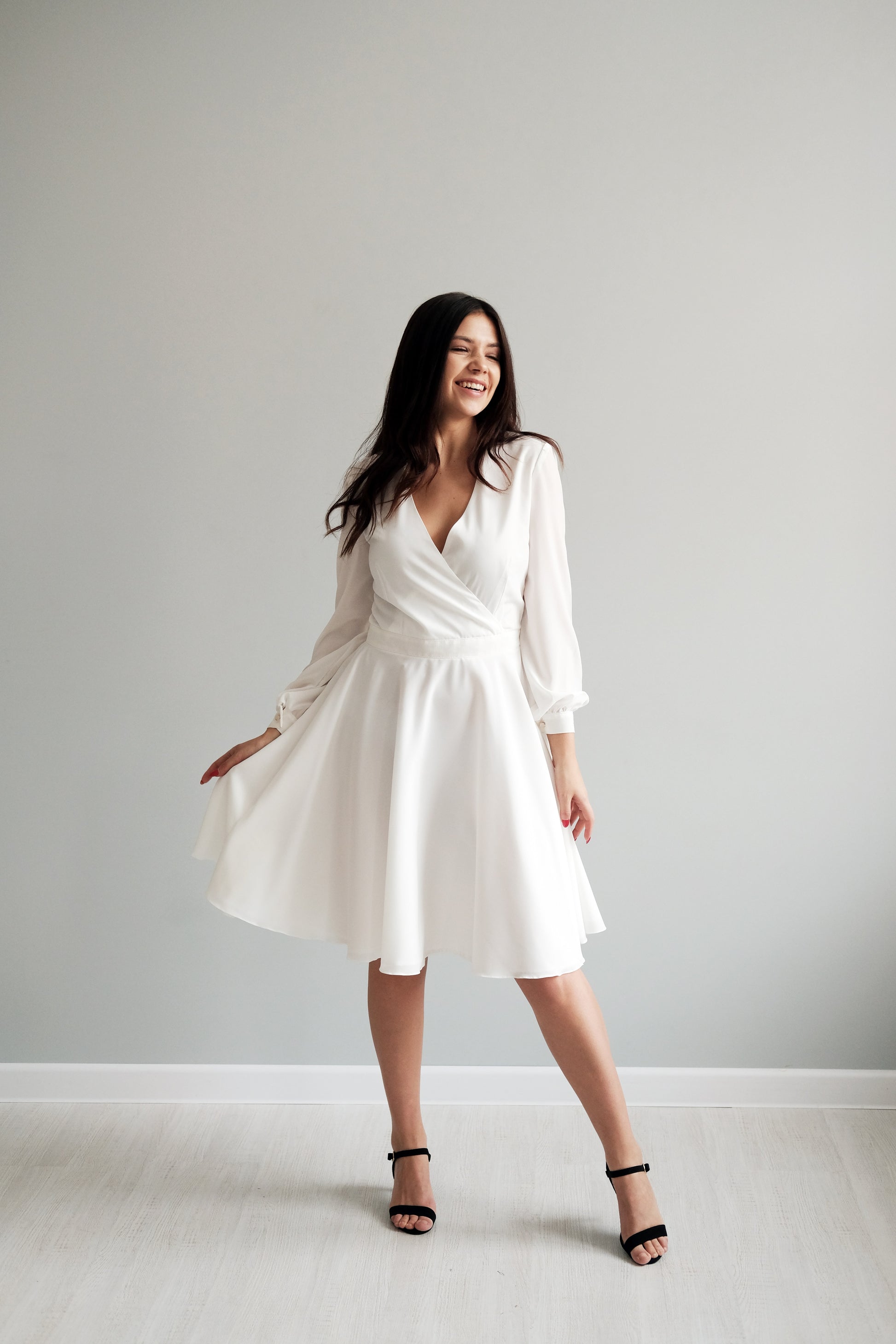 courthouse short wedding dress Silk Mini Wedding Dress / Elopement Short Bridal Dress / Kate Simple and Elegant / Courthouse Wedding Dress