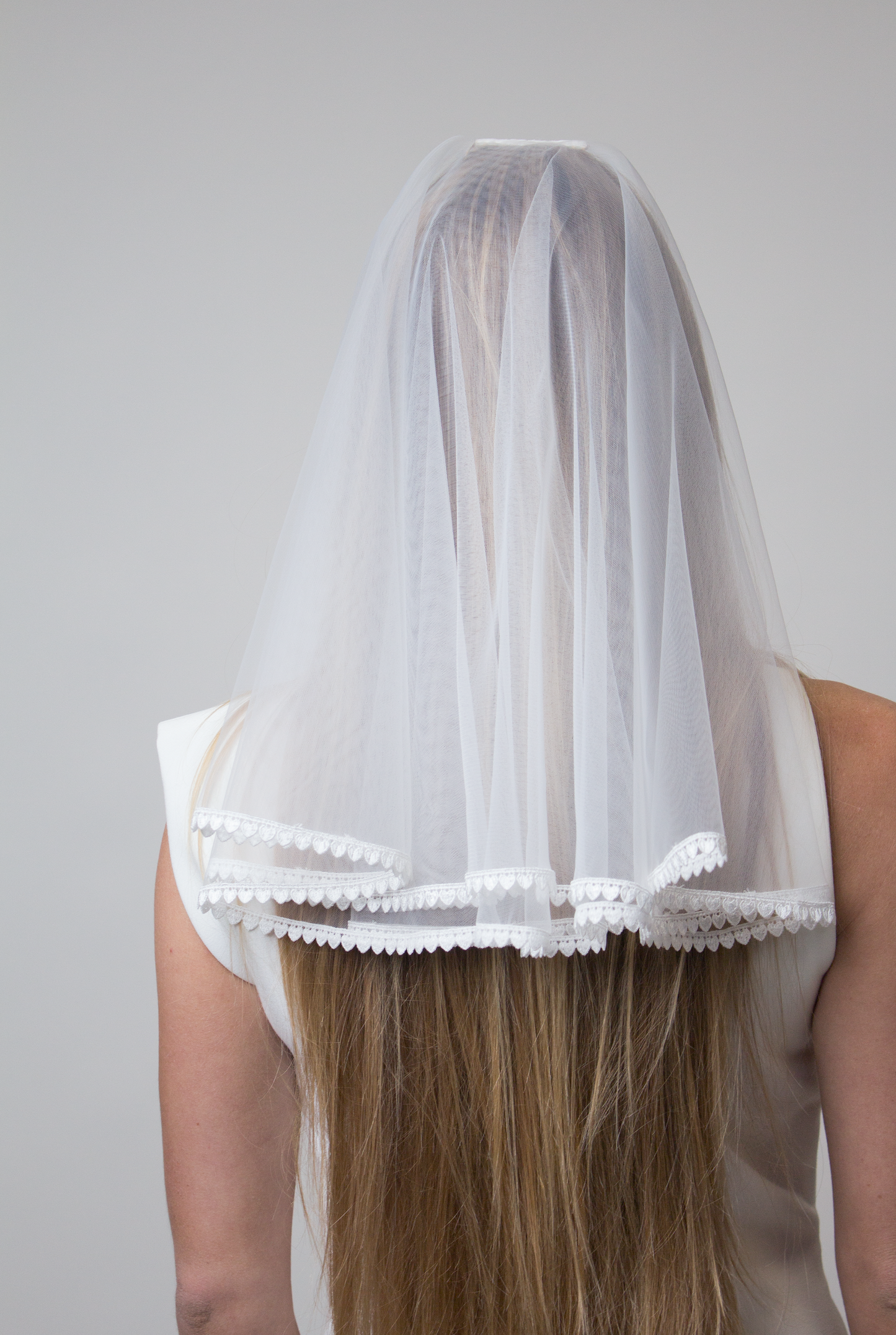 Shoulder length heart lace bridal veil